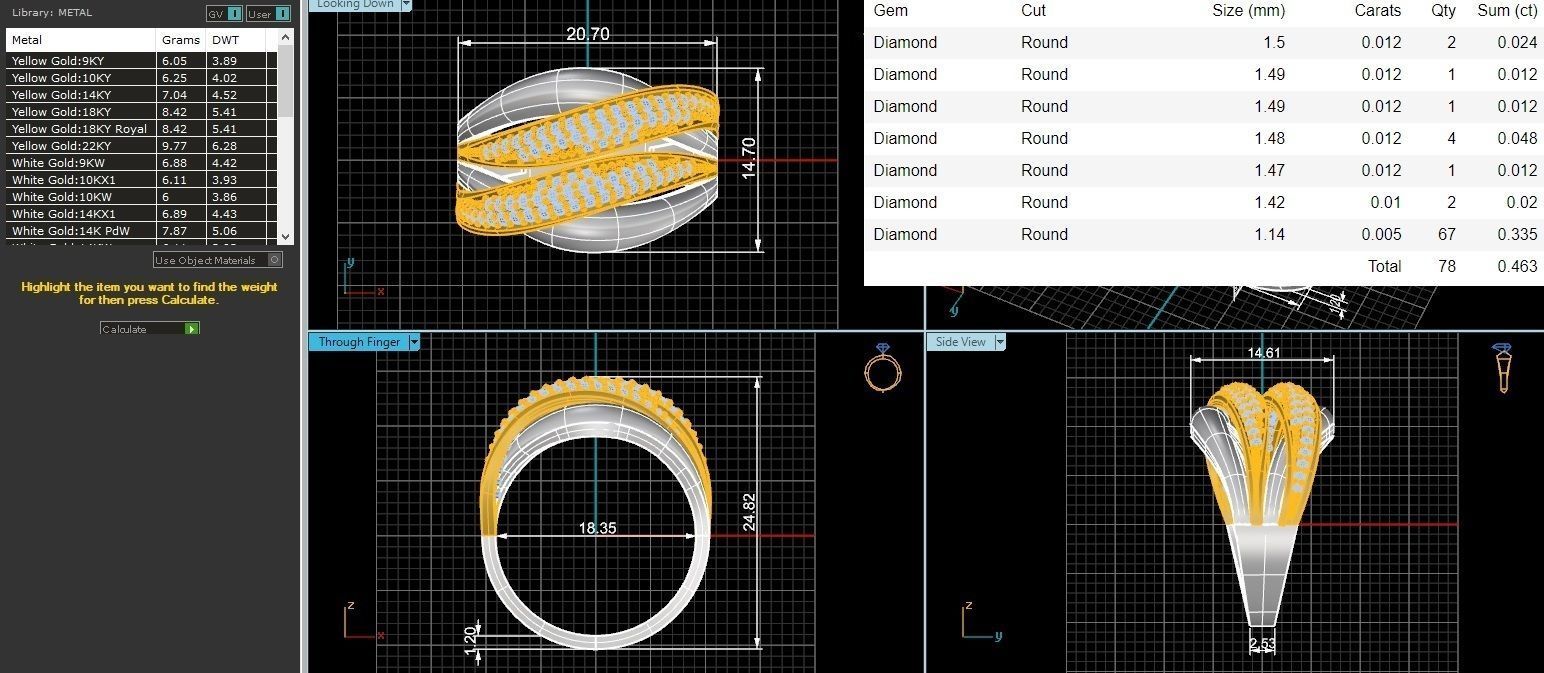 High Jewelry Diamond Cocktail Ring 3dm stl renders details 3D print model_3