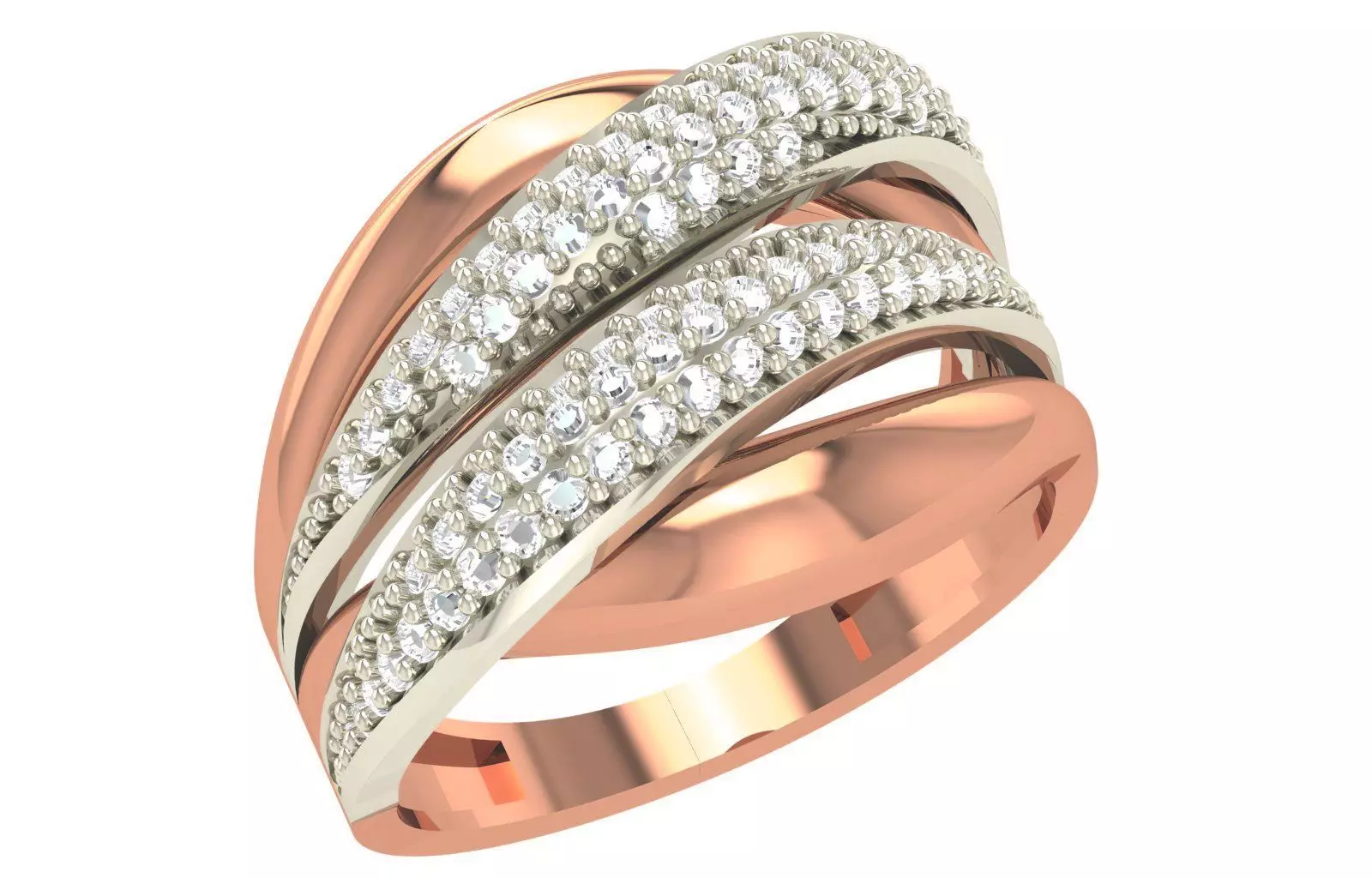 High Jewelry Diamond Cocktail Ring 3dm stl renders details 3D print model_0