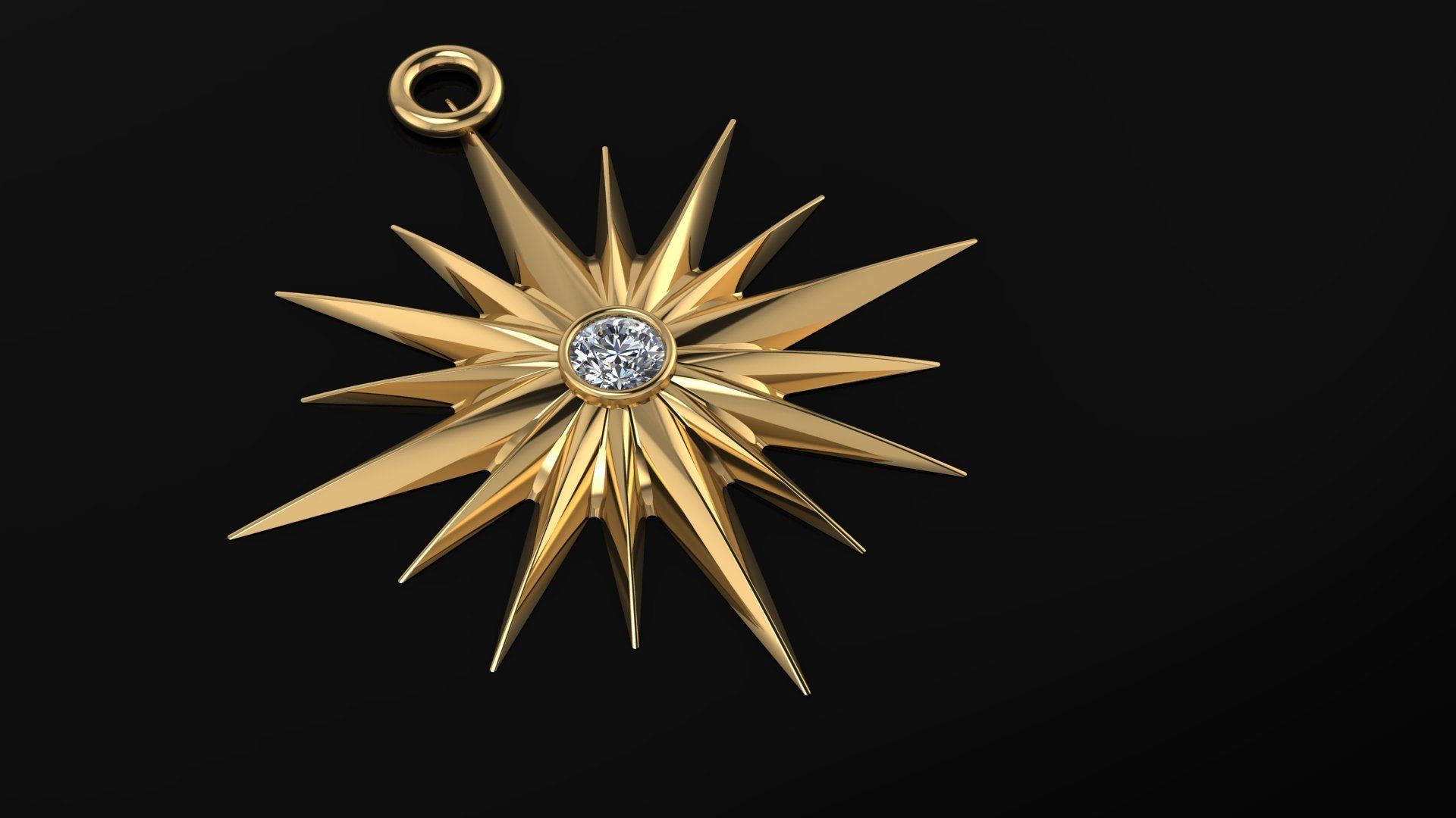  Star gold necklace 3D model_1