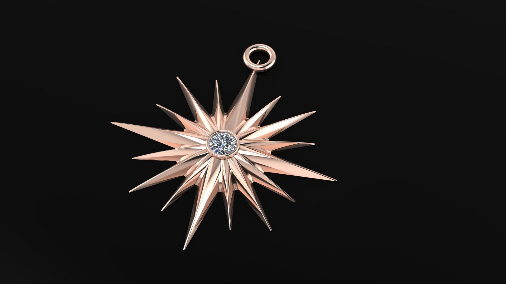  Star gold necklace 3D model_4