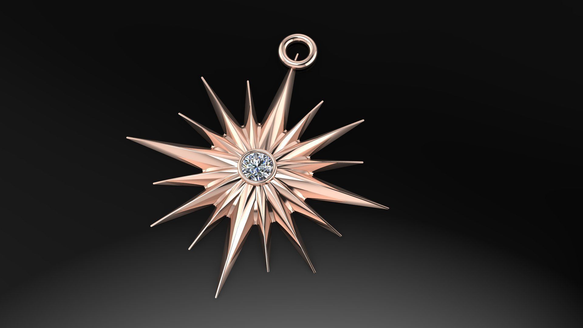  Star gold necklace 3D model_5