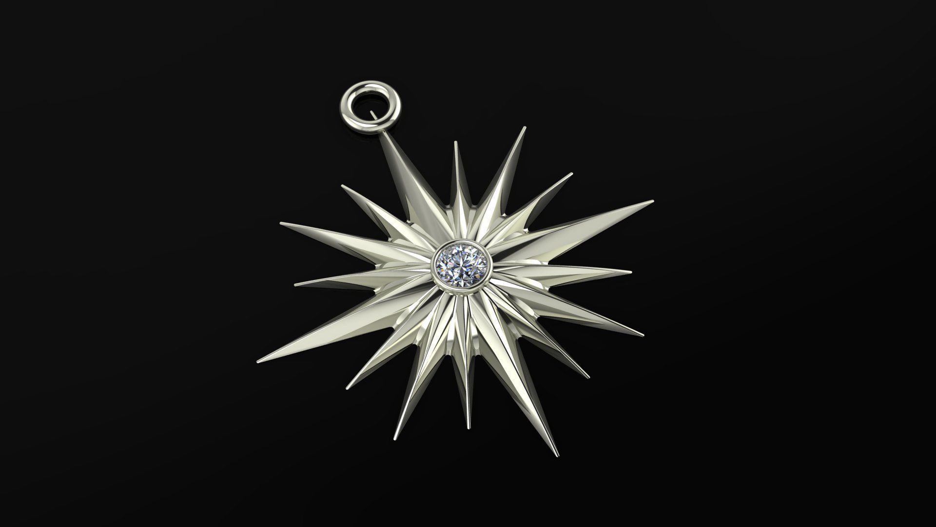  Star gold necklace 3D model_2
