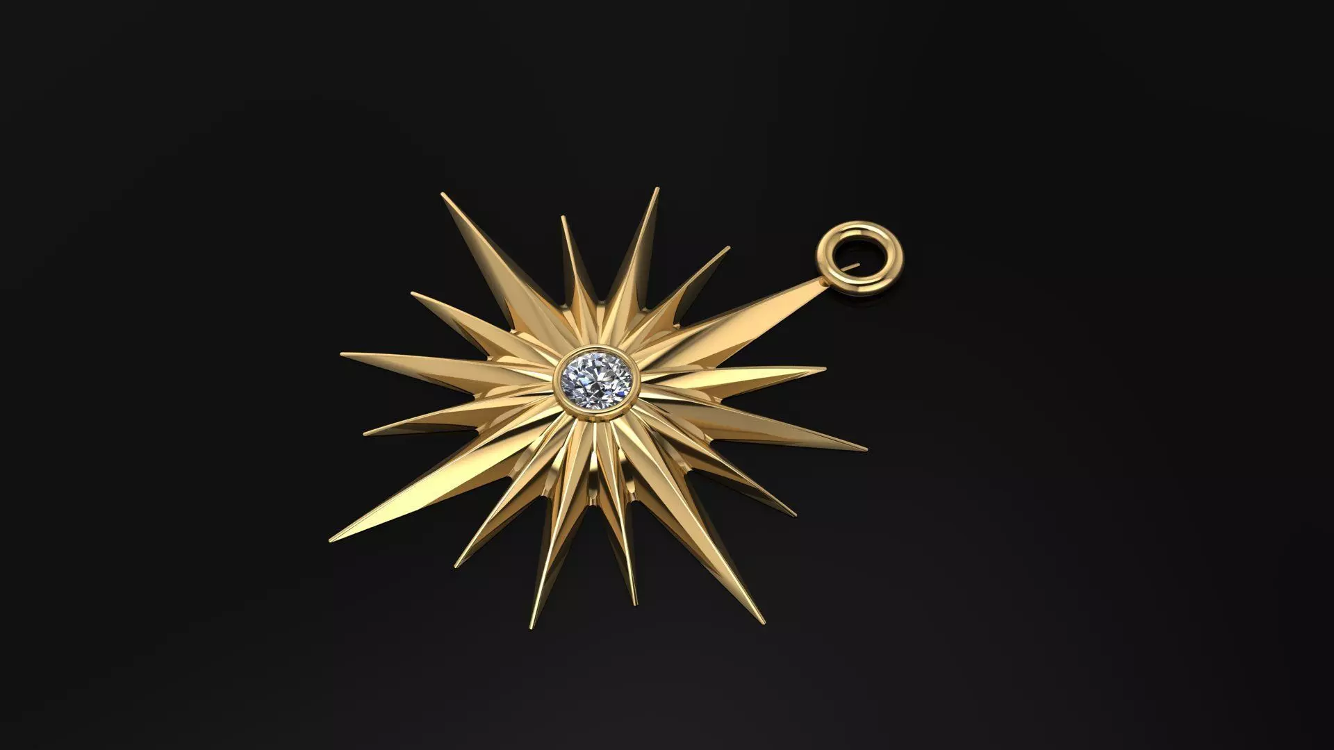  Star gold necklace 3D model_0