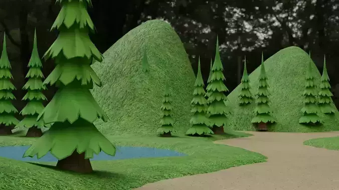 cartoon forest  3D