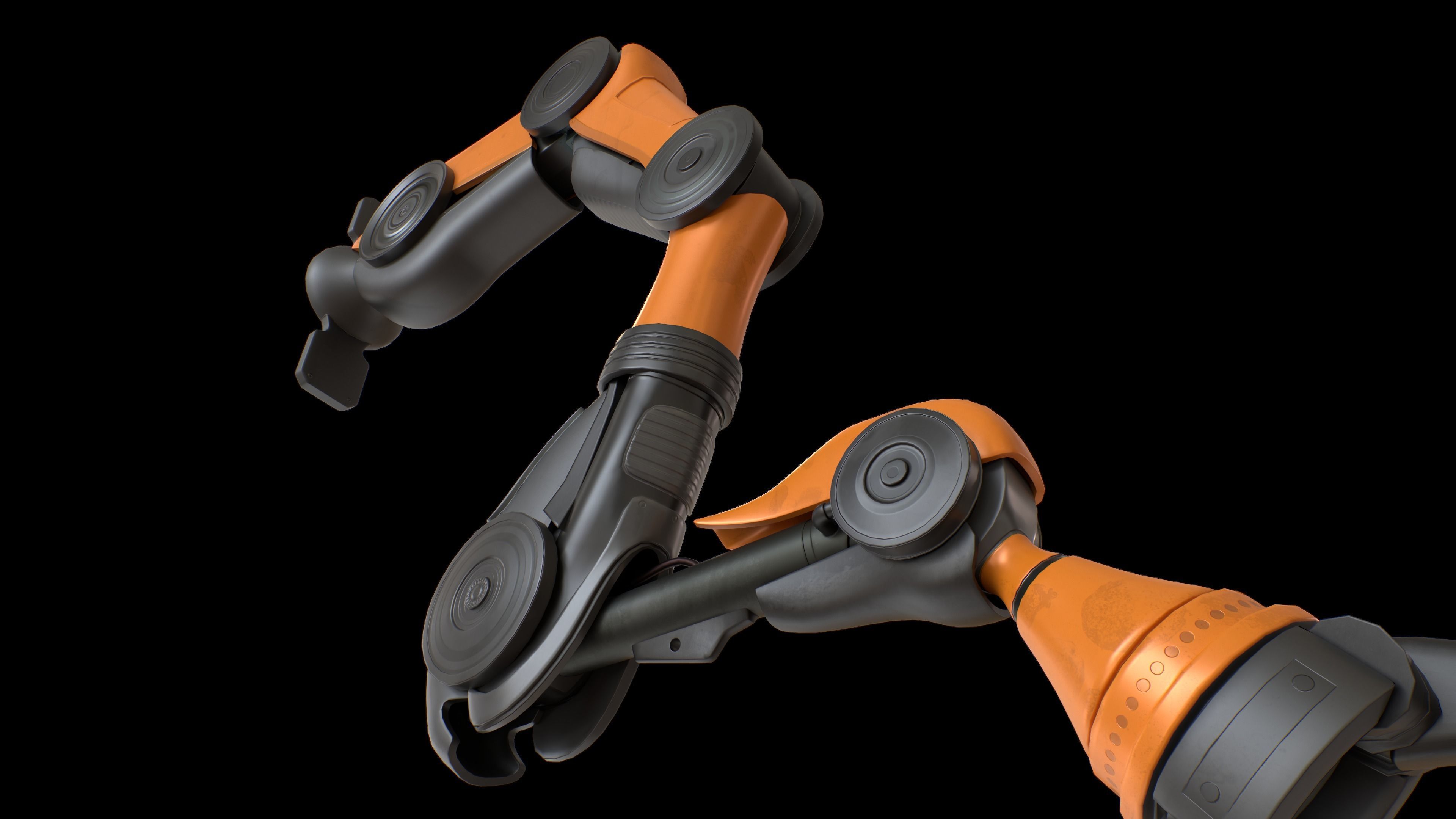 Industrial Mechanical Arm Rigged Low-poly 3D model_1