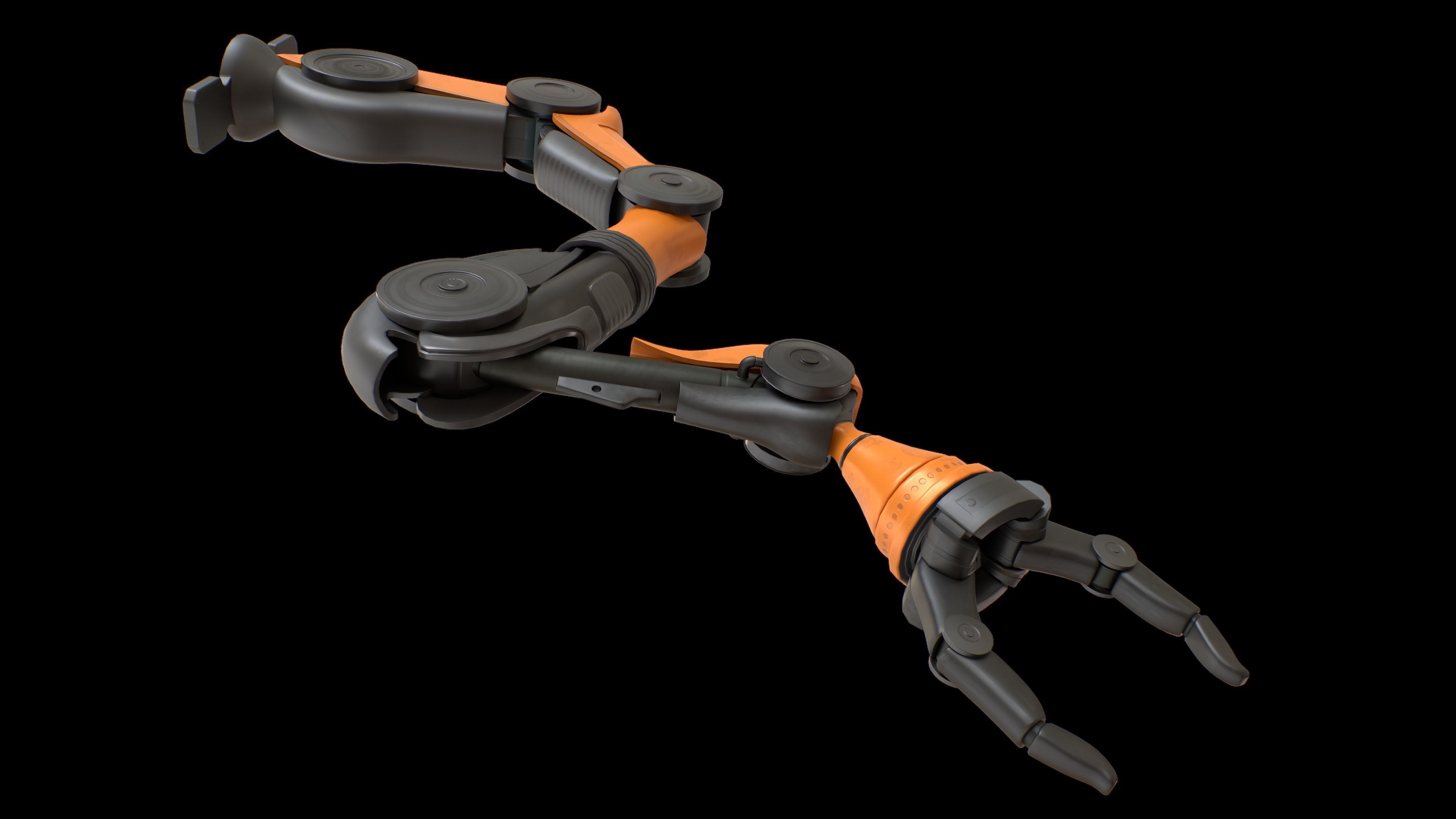 Industrial Mechanical Arm Rigged Low-poly 3D model_5