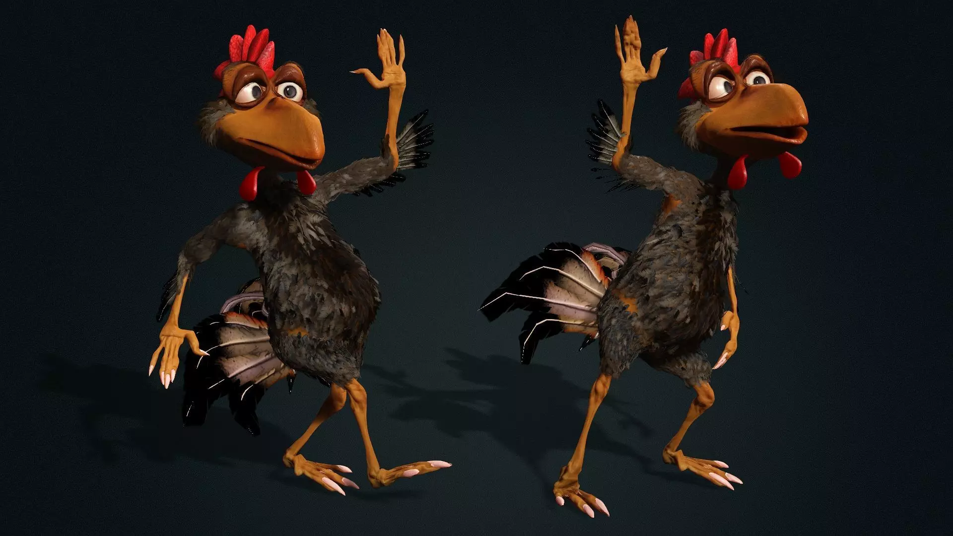 Rooster High quality character full Rigged and Animated 3D model