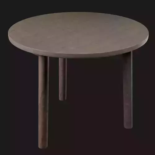 Round wooden table 3 legs Free 3D model