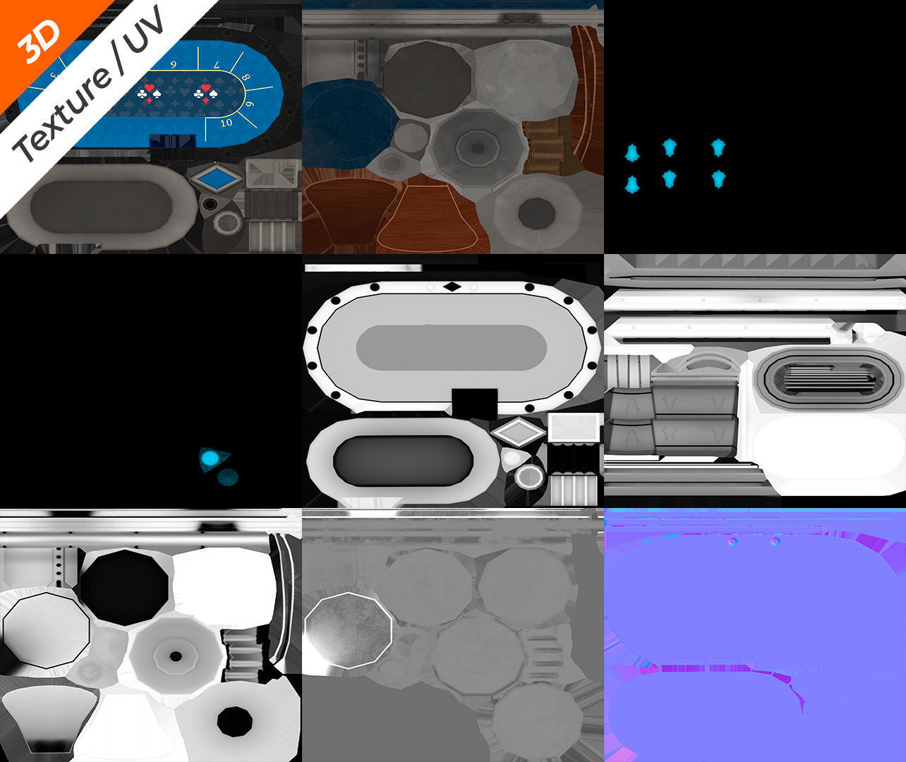 Blackjack Table Low-poly 3D model_14