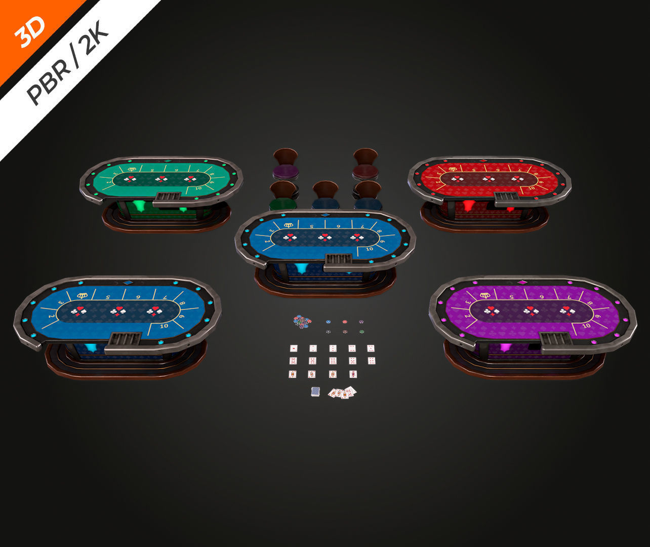 Blackjack Table Low-poly 3D model_12