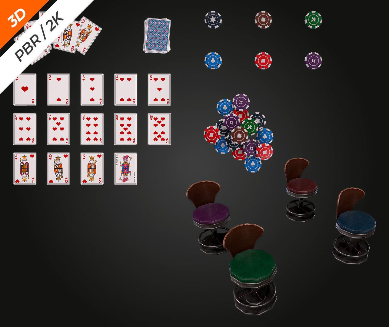 Blackjack Table Low-poly 3D model_10