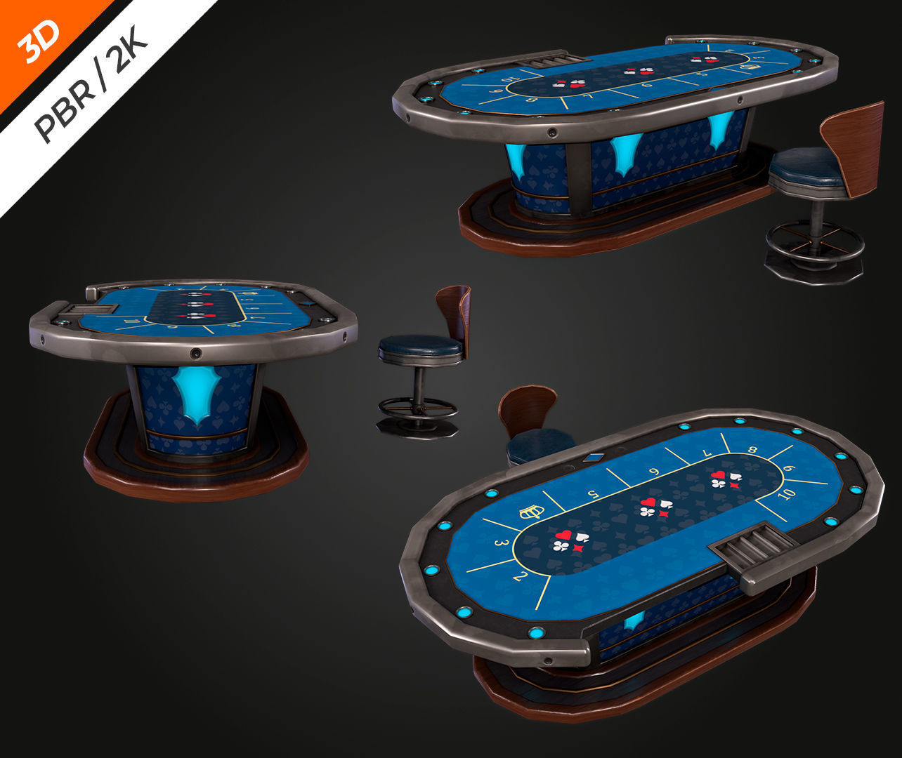 Blackjack Table Low-poly 3D model_2