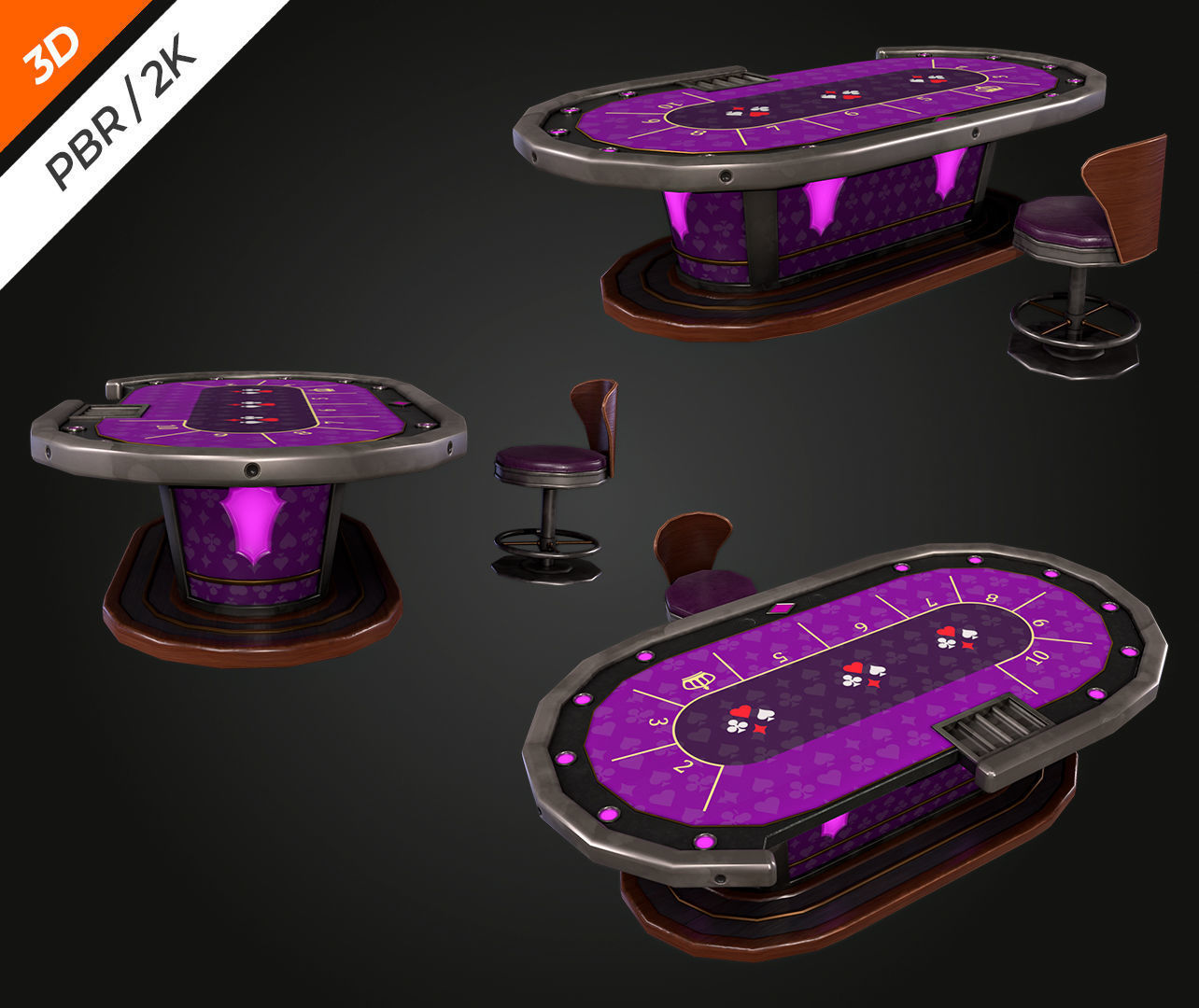 Blackjack Table Low-poly 3D model_4