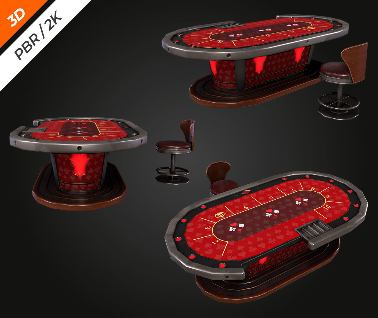 Blackjack Table Low-poly 3D model_5