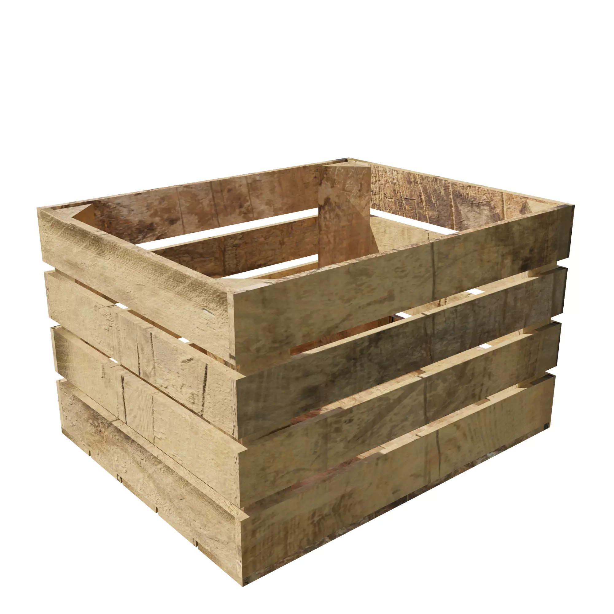 Wooden Produce Crate Low-poly 3D model