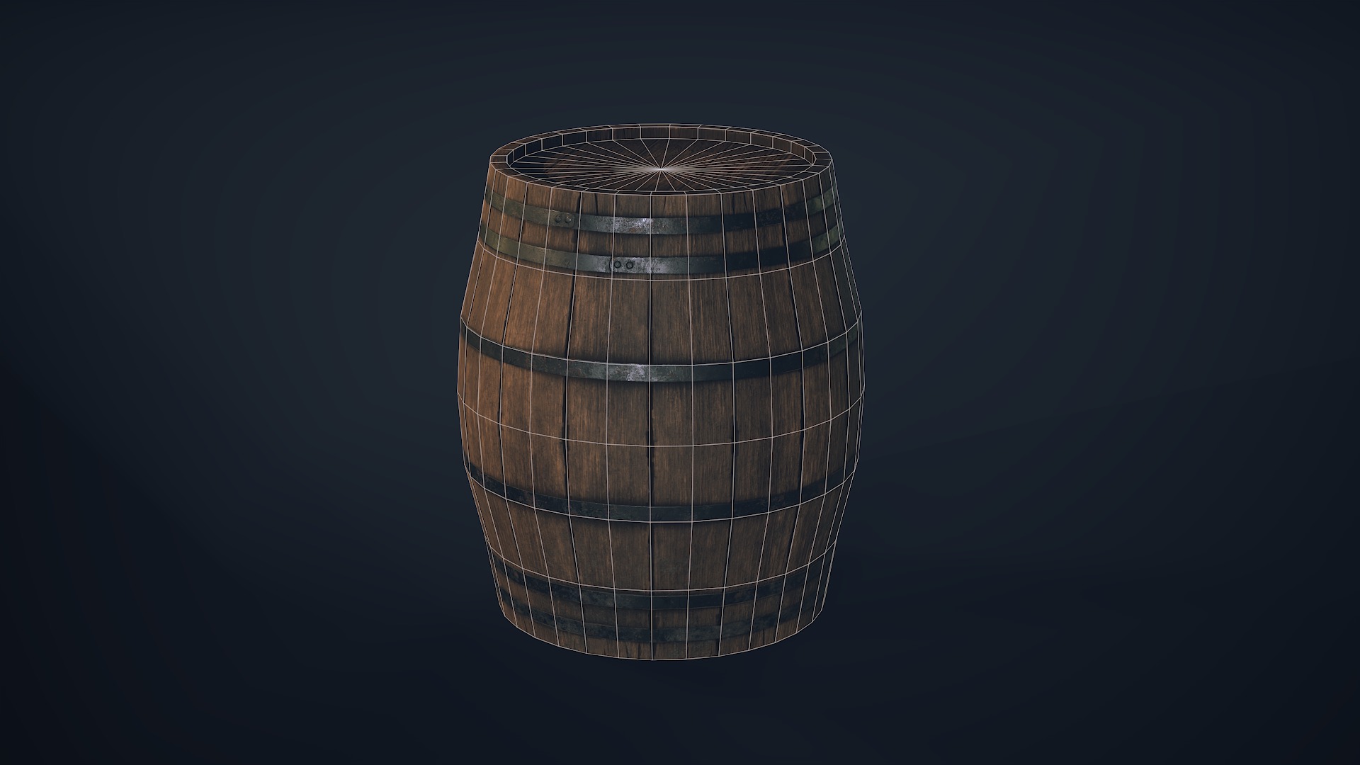 Wooden Medival Barrel Game Ready Low-poly 3D model_4