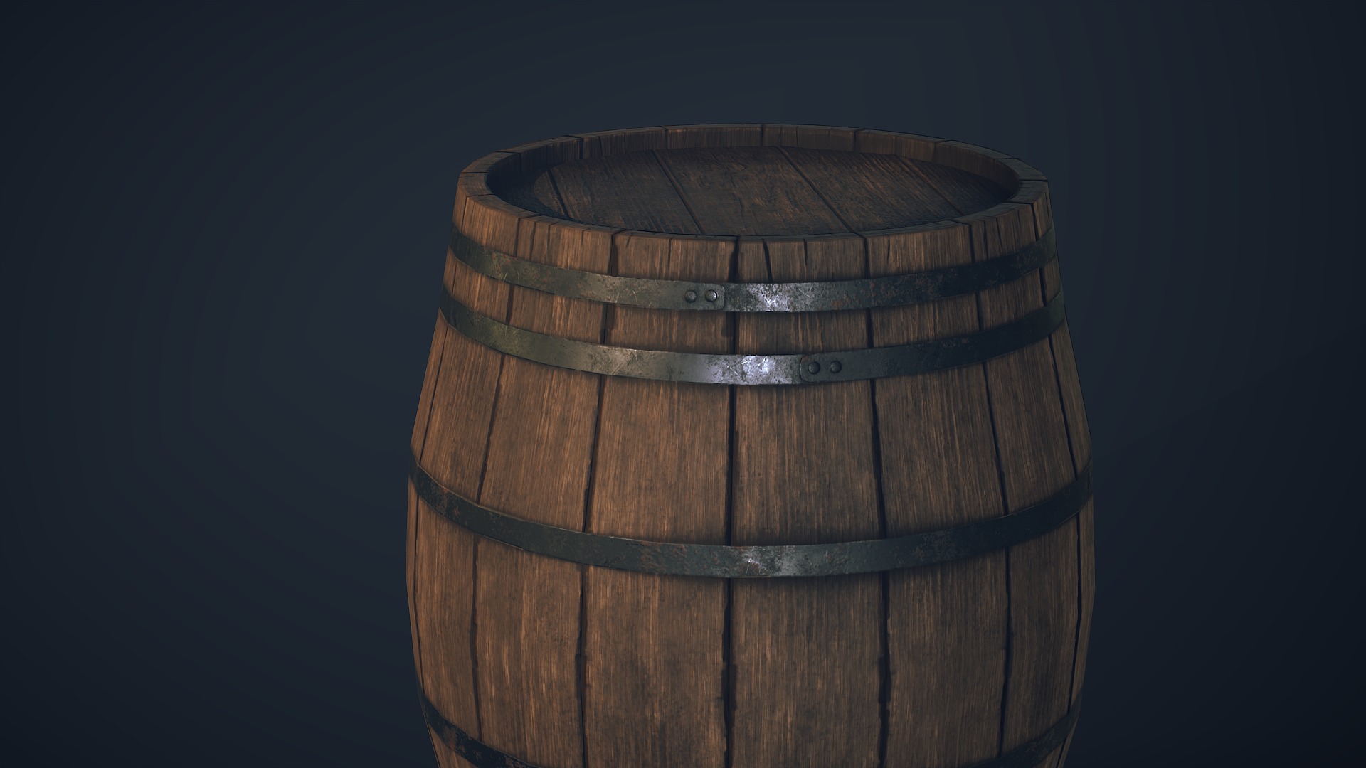 Wooden Medival Barrel Game Ready Low-poly 3D model_1