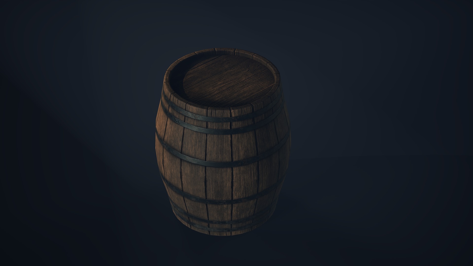 Wooden Medival Barrel Game Ready Low-poly 3D model_3