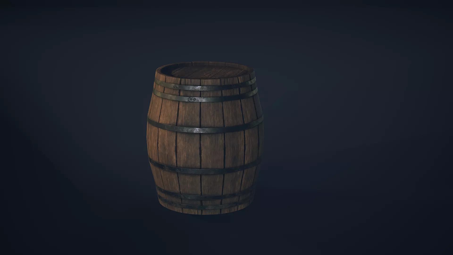 Wooden Medival Barrel Game Ready Low-poly 3D model_0