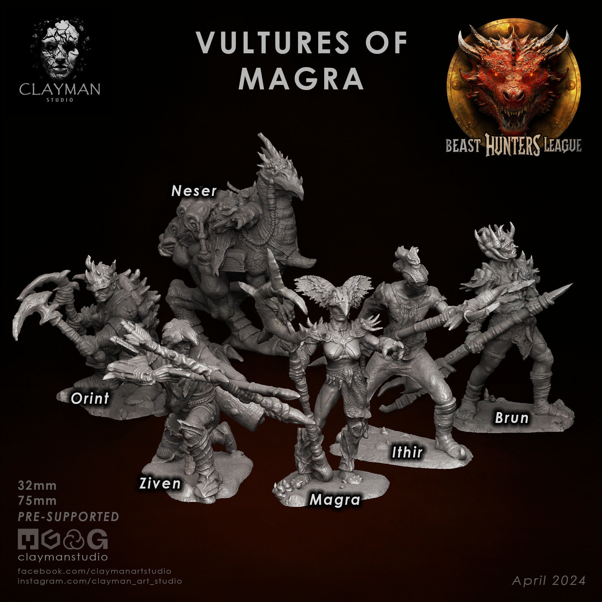 Vultures of Magra - 32mm - 75mm 3D print model_2