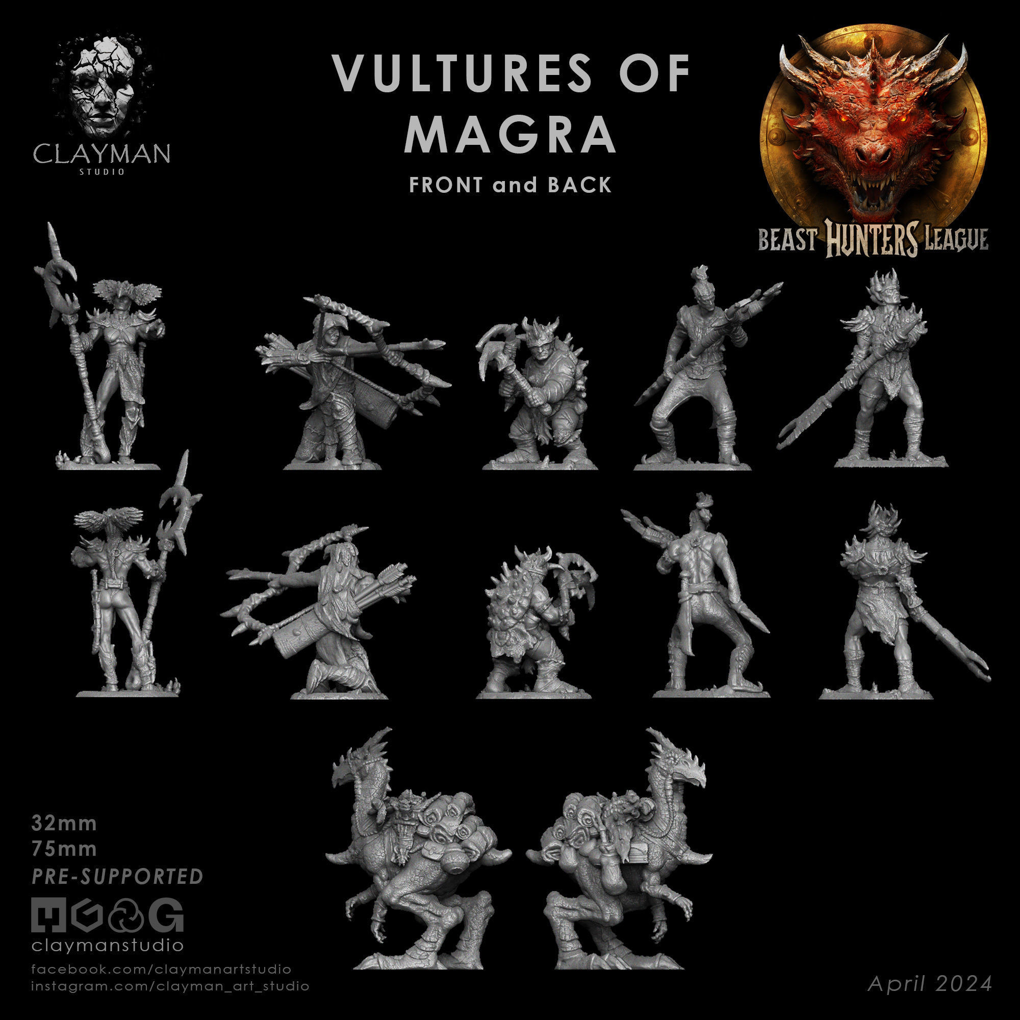 Vultures of Magra - 32mm - 75mm 3D print model_4