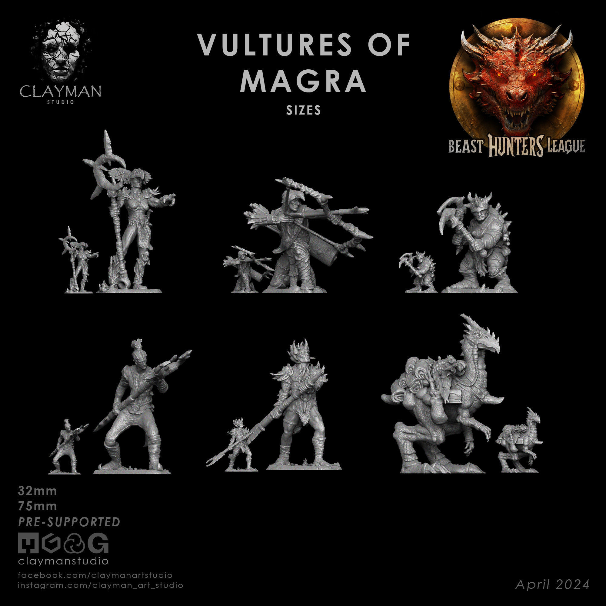 Vultures of Magra - 32mm - 75mm 3D print model_3