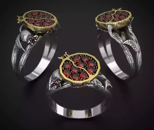 A RING OF POMEGRANATE Printable Model 3D print model