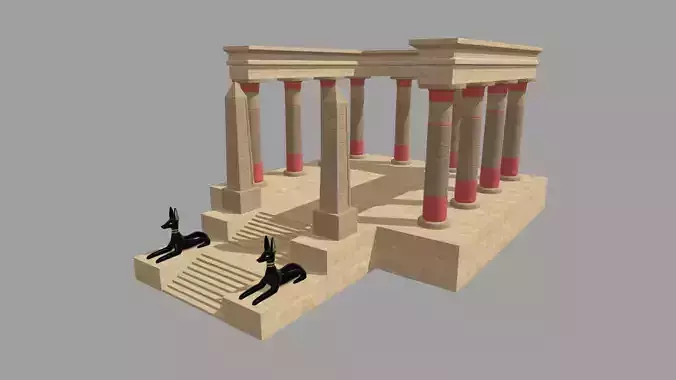 Low Poly Egyptian Temple 01 Low-poly 3D model