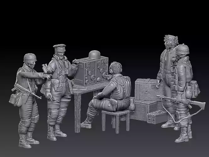 ww2 ger Fallschirmjaeger troop and various props   1-35  3D print model