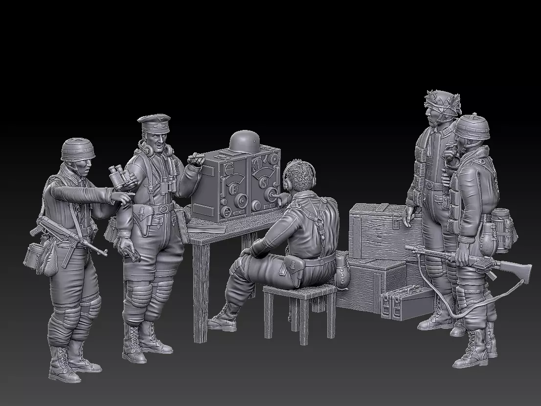 ww2 ger Fallschirmjaeger troop and various props   1-35  3D print model_0