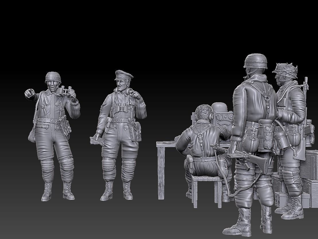 ww2 ger Fallschirmjaeger troop and various props   1-35  3D print model_4