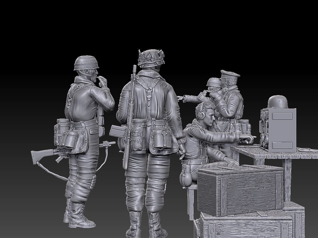 ww2 ger Fallschirmjaeger troop and various props   1-35  3D print model_2