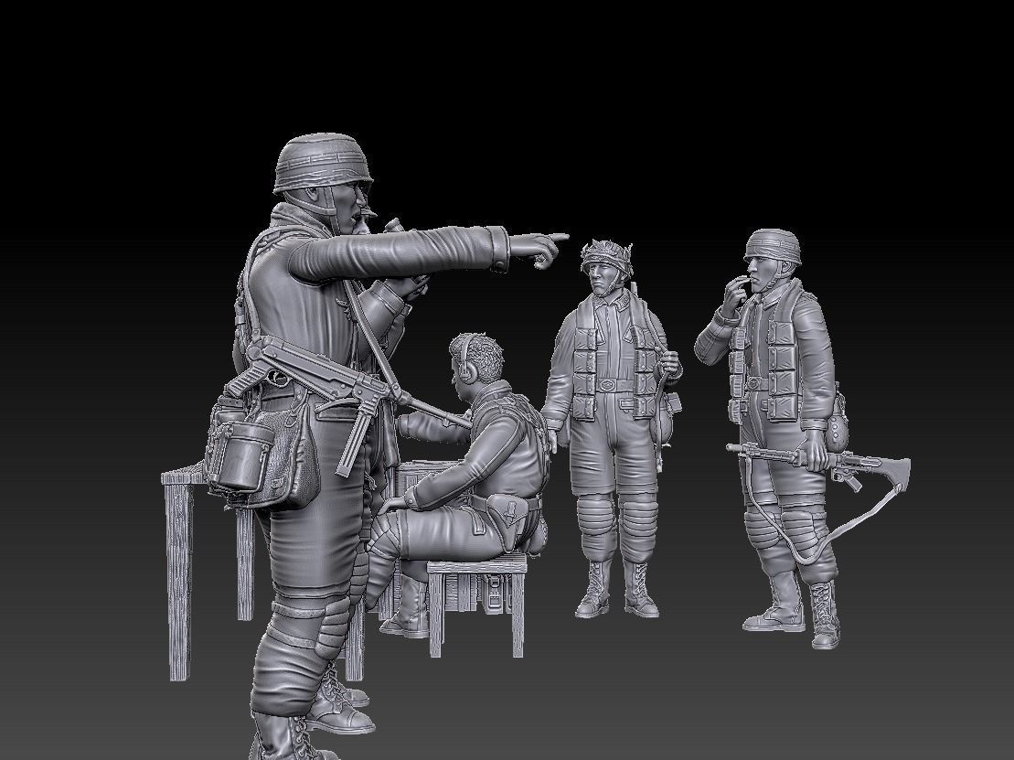 ww2 ger Fallschirmjaeger troop and various props   1-35  3D print model_1