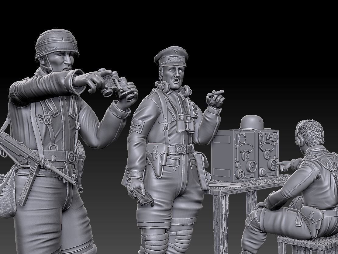 ww2 ger Fallschirmjaeger troop and various props   1-35  3D print model_6