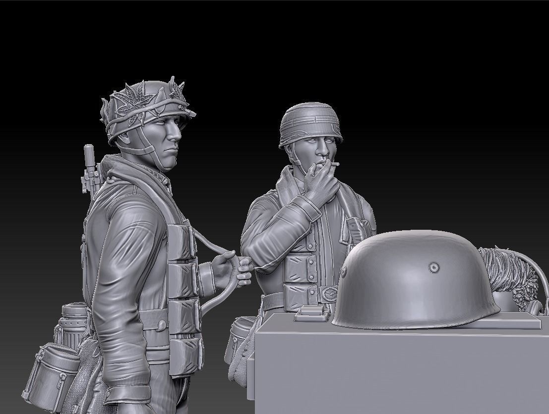 ww2 ger Fallschirmjaeger troop and various props   1-35  3D print model_7