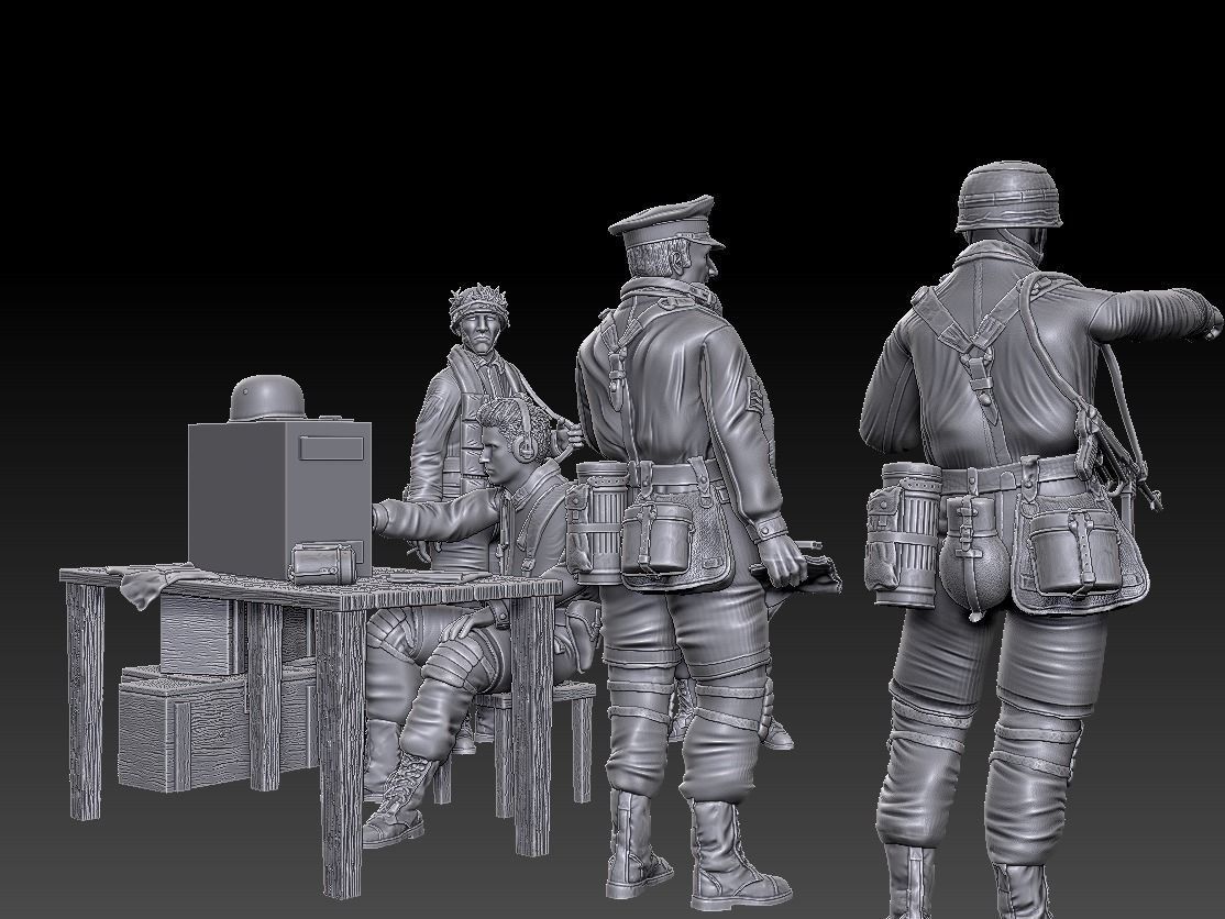 ww2 ger Fallschirmjaeger troop and various props   1-35  3D print model_3