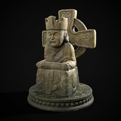 King Throne Statue Low-poly 3D model