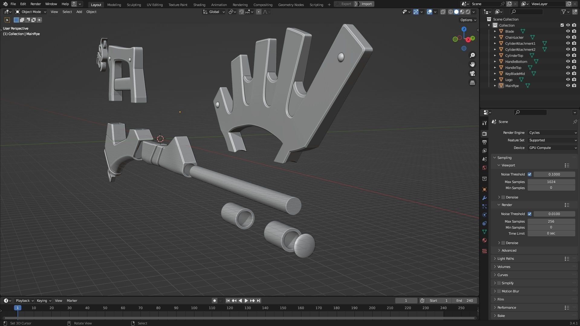 Kingdom Hearts Ventus Keyblade Wayward Wind for Cosplay 3D print model_13