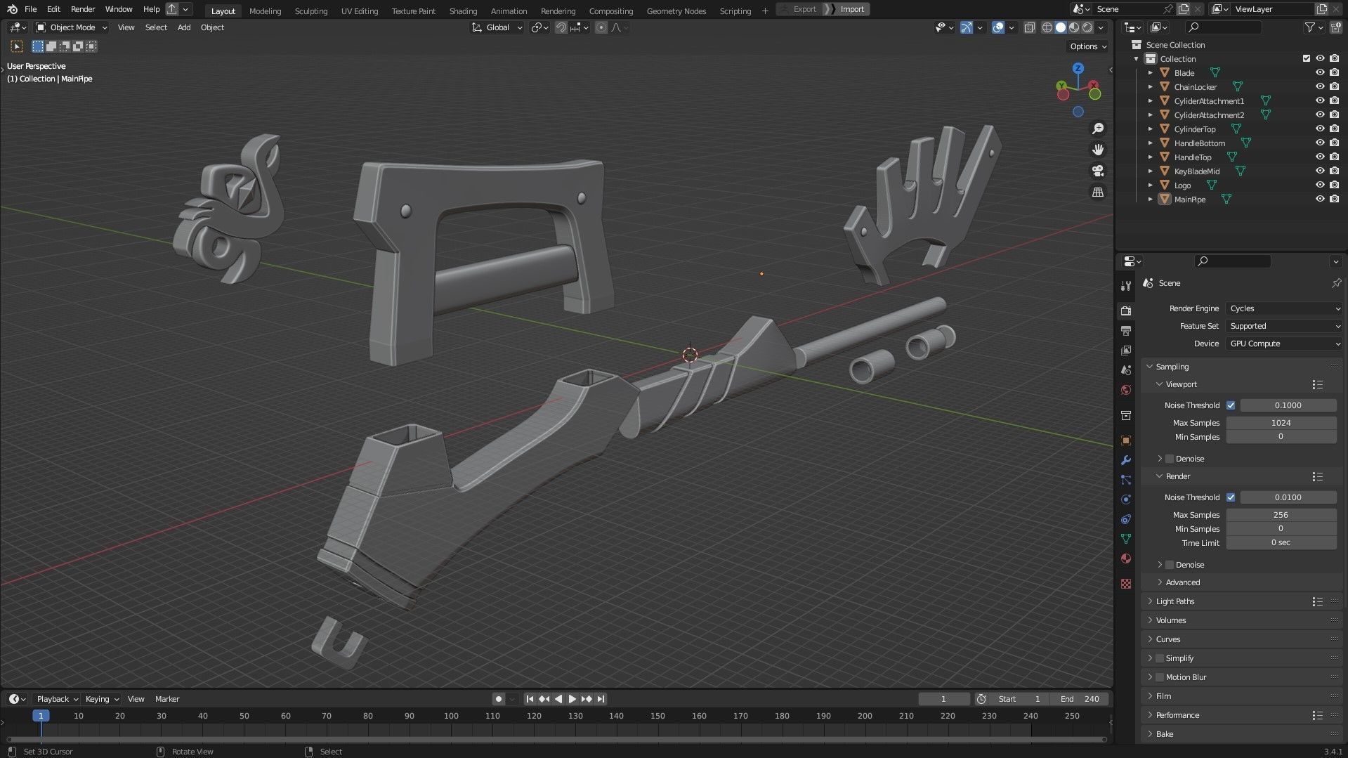 Kingdom Hearts Ventus Keyblade Wayward Wind for Cosplay 3D print model_12