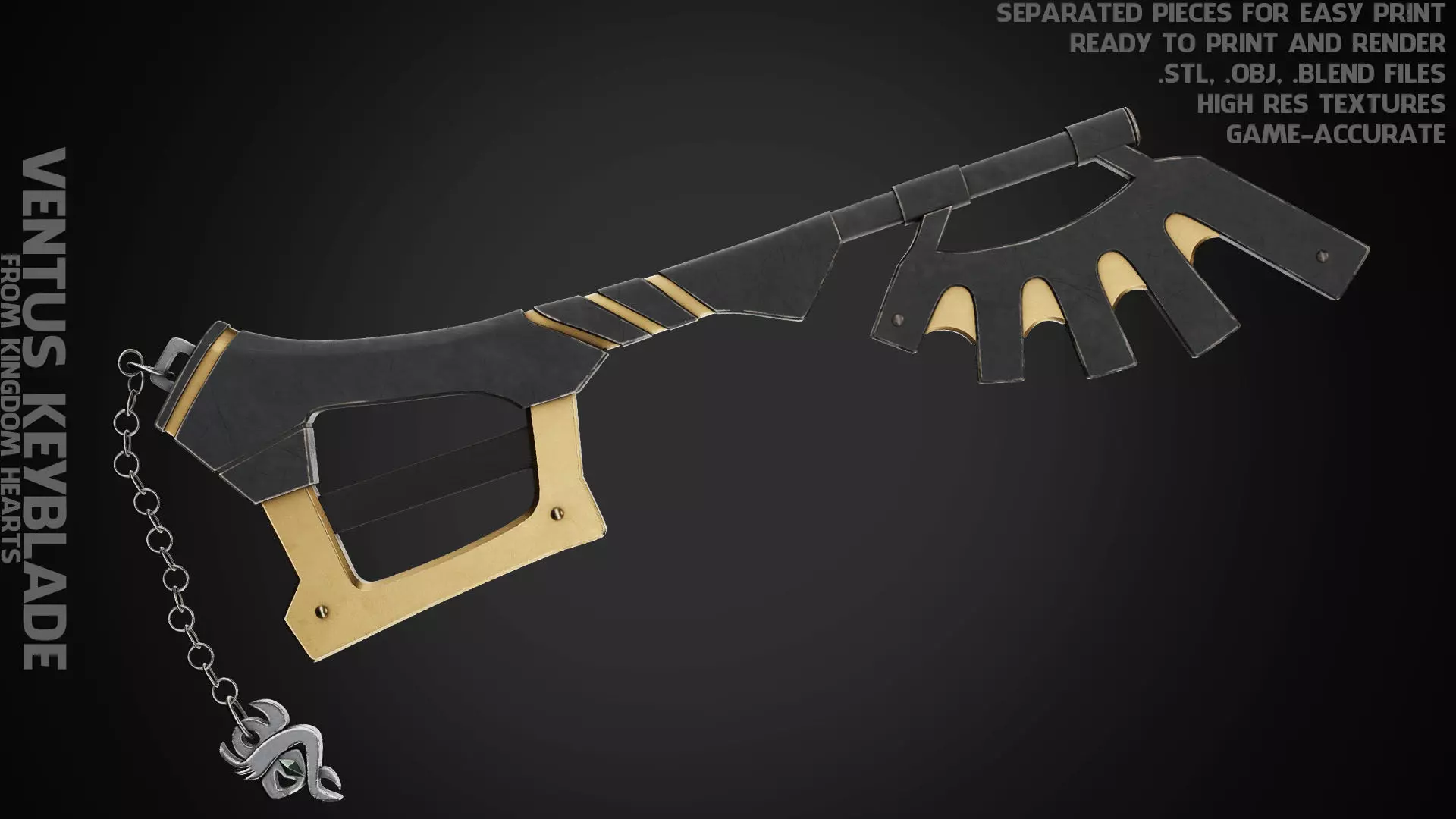 Kingdom Hearts Ventus Keyblade Wayward Wind for Cosplay 3D print model_0