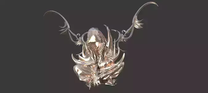 Hooded God statue Bone wings