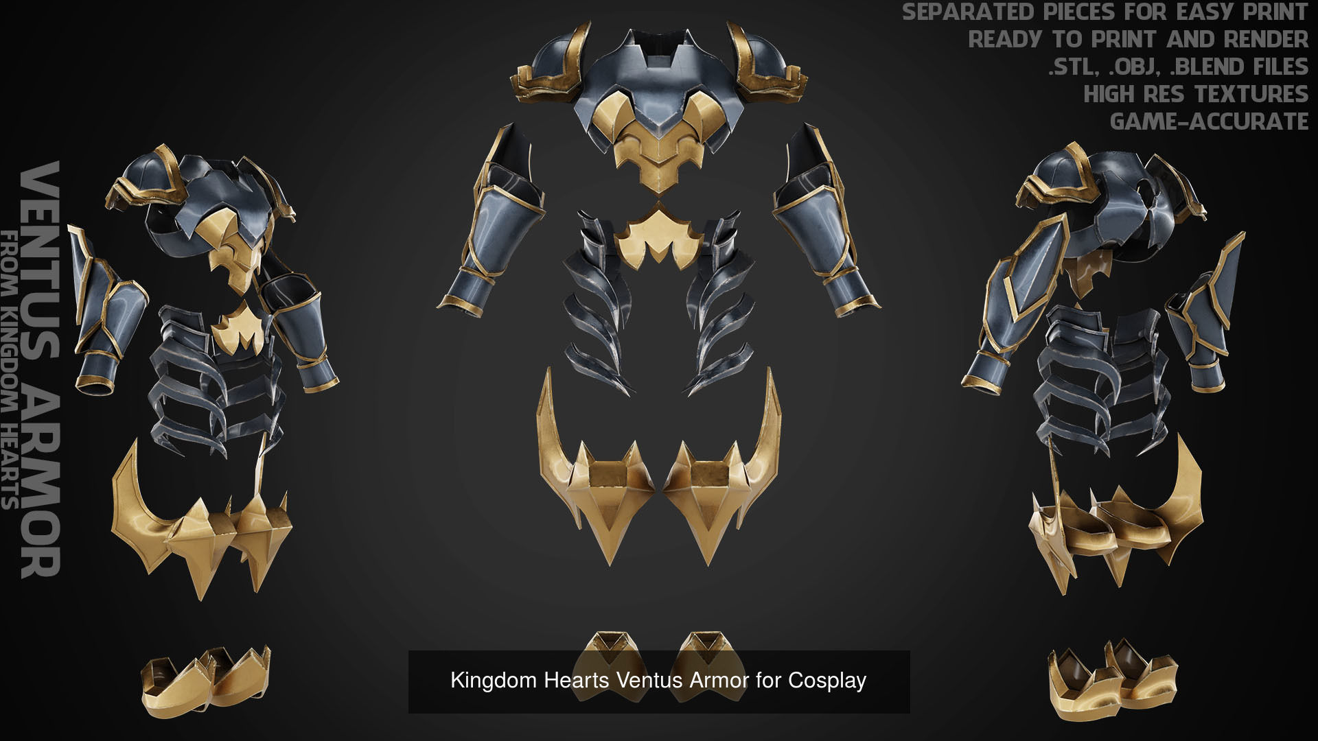Kingdom Hearts Ventus Full Armor and Keyblade for Cosplay 3D Model Collection_5