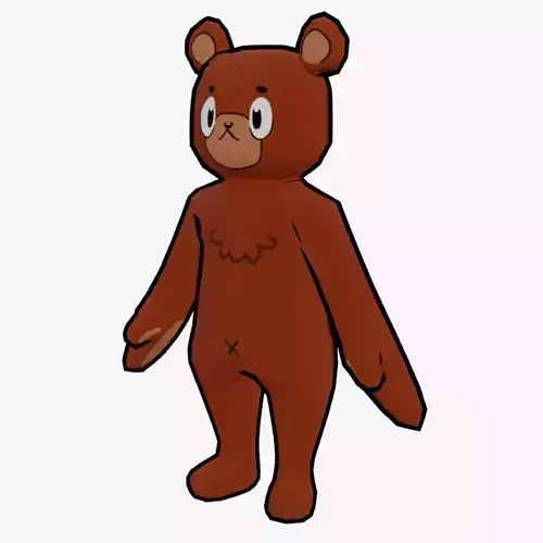 TEXTURED AND ANIMATED CUTE BEAR Low-poly 3D model