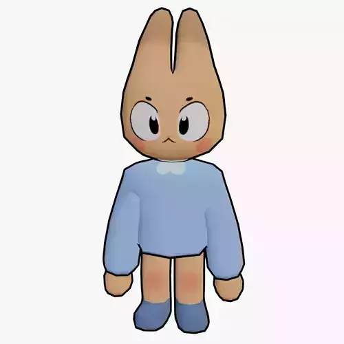 TEXTURED AND ANIMATED CUTE RABBIT Low-poly 3D model