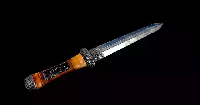 Viking-inspired Platinum Dagger - Game Ready
