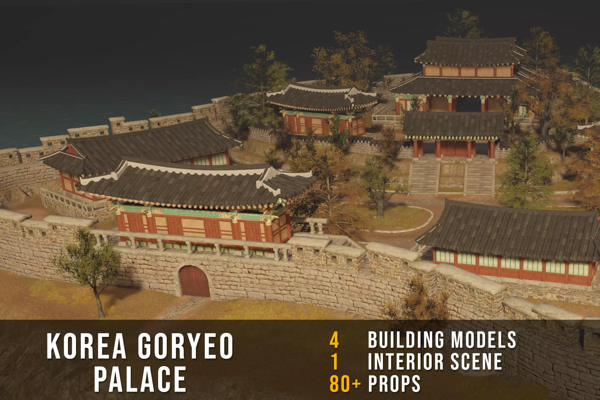 Korea Goryeo Palace Low-poly 3D model_0
