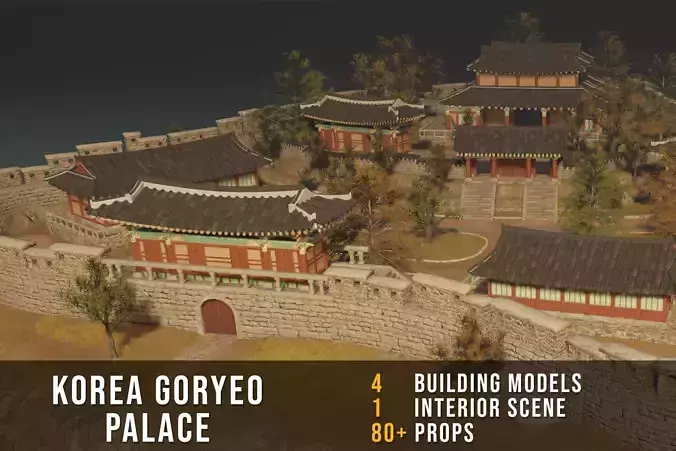 Korea Goryeo Palace Low-poly 3D model