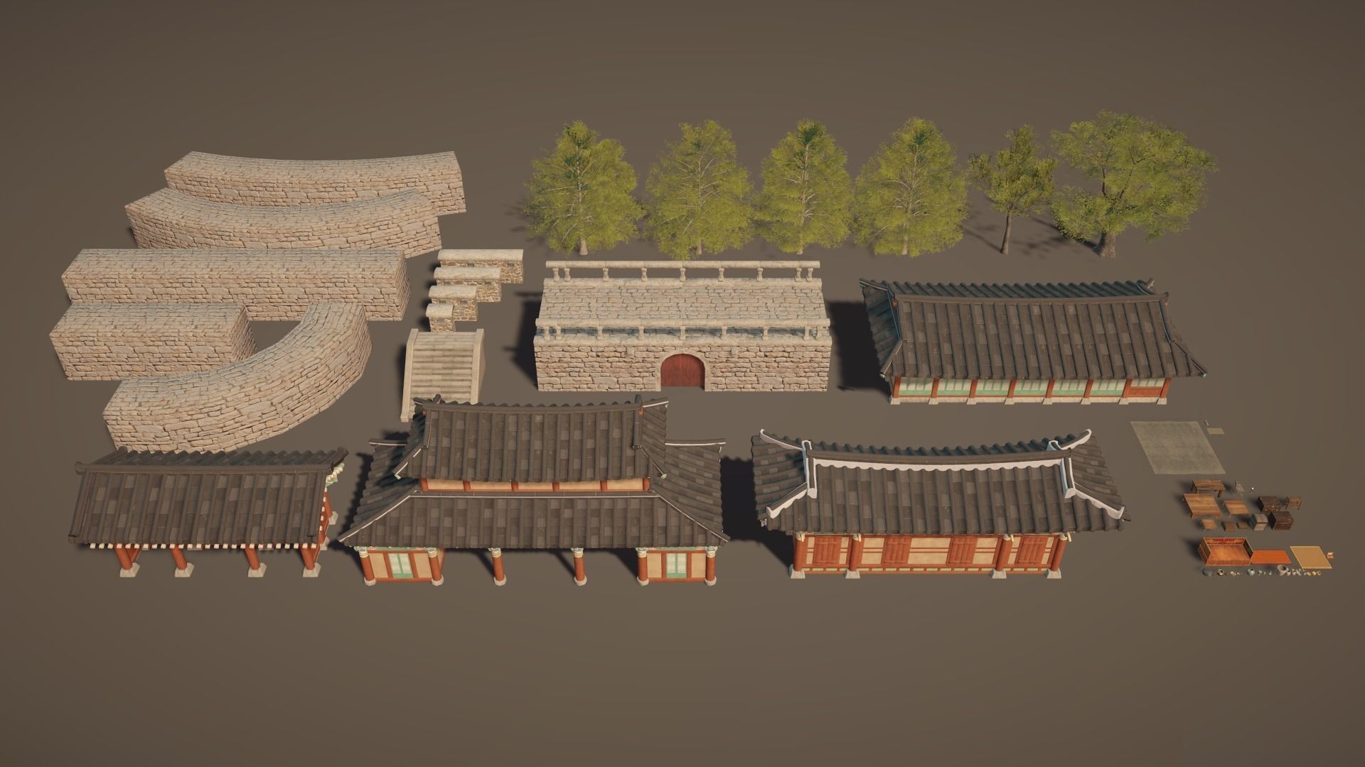 Korea Goryeo Palace Low-poly 3D model_1