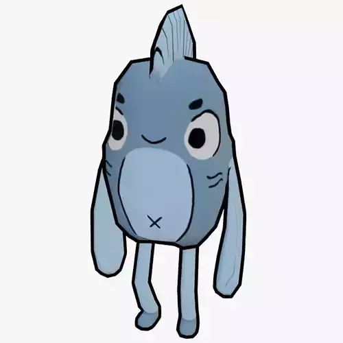 TEXTURED AND ANIMATED CUTE FISH Low-poly 3D model