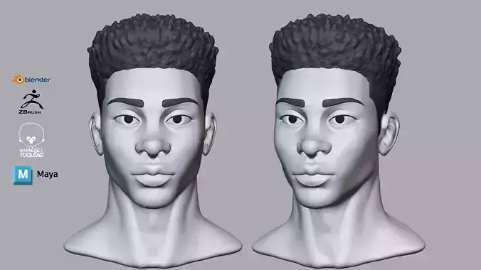 Male cartoon character Miles high poly sculpt base mesh